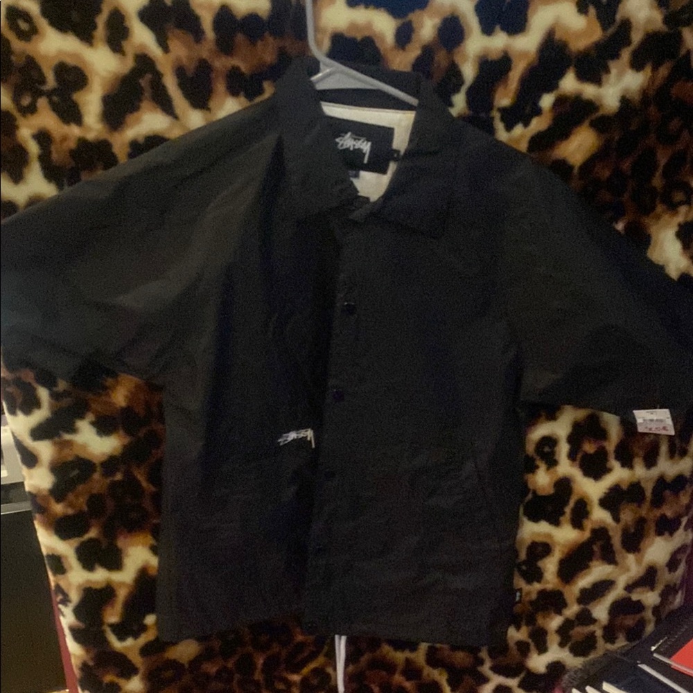 Stussy Black short sleeved windbreaker Button-Up Shirt